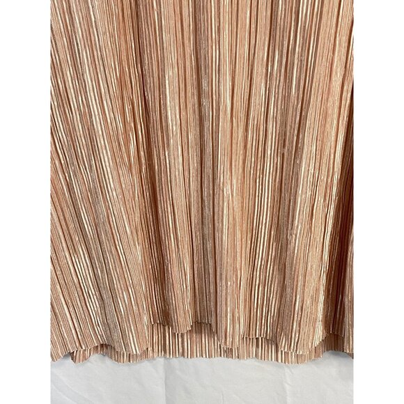 h &amp; m sleeveless shirt blouse long sheer shine brown medium bust 22" READ - Picture 3 of 6